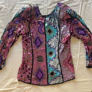 Vintage Oleg Cassini Sequin Top – Neiman Marcus